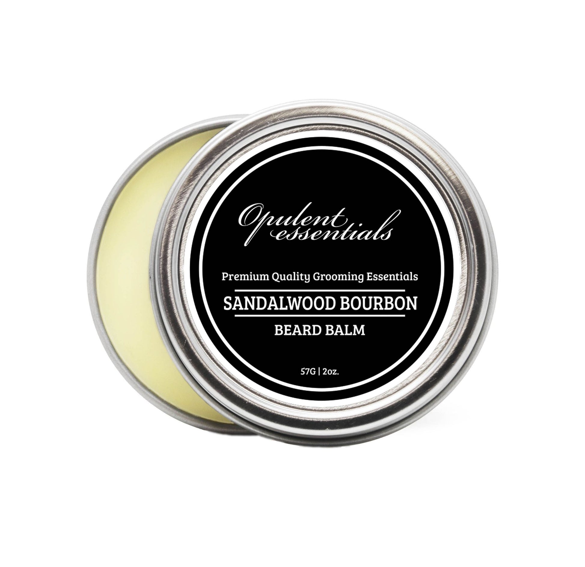 Opulent Grooming Premium Beard Balm - Sandalwood Bourbon scent in luxurious tin