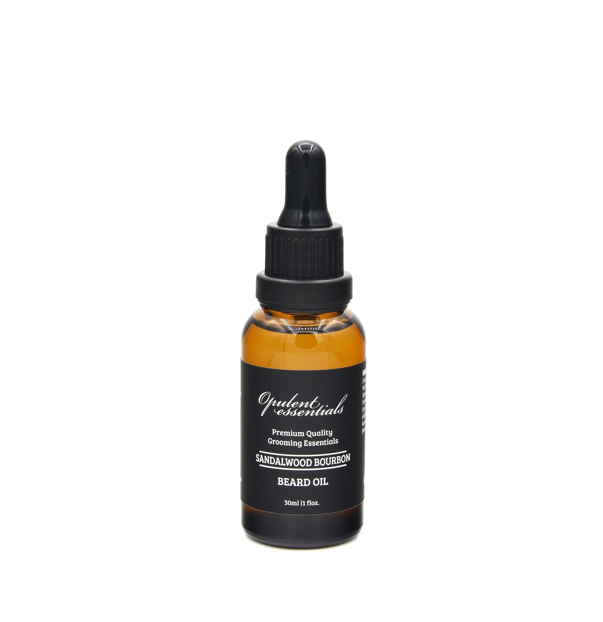 Beard Opulent Grooming Premium Beard Oil - Sandalwood Bourbon scent in luxurious bottle